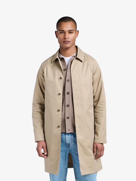 Men's Beige Trench Coat | Long Jacket | Water-Repellent & Lightweight