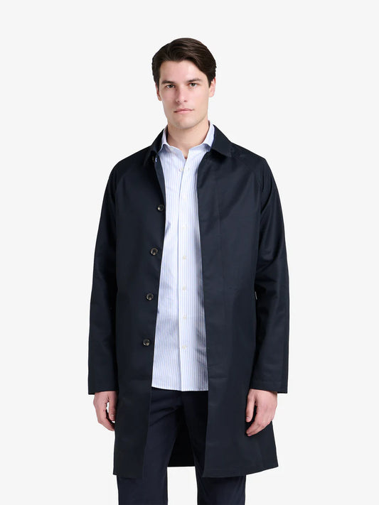 Men's Long Raincoat | Water-Repellent Jacket | Black