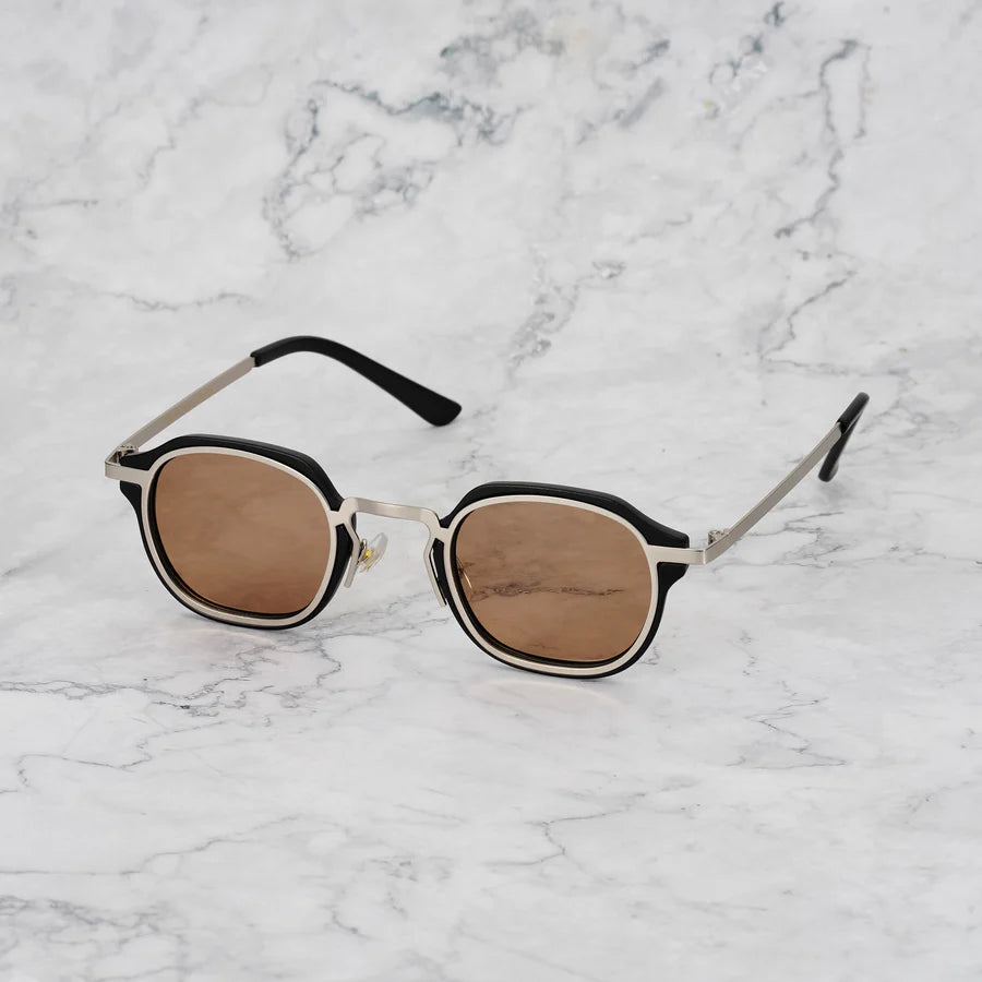 Triton Bronze | Zonnebril met zwart-zilver frame en warme bronzen glazen