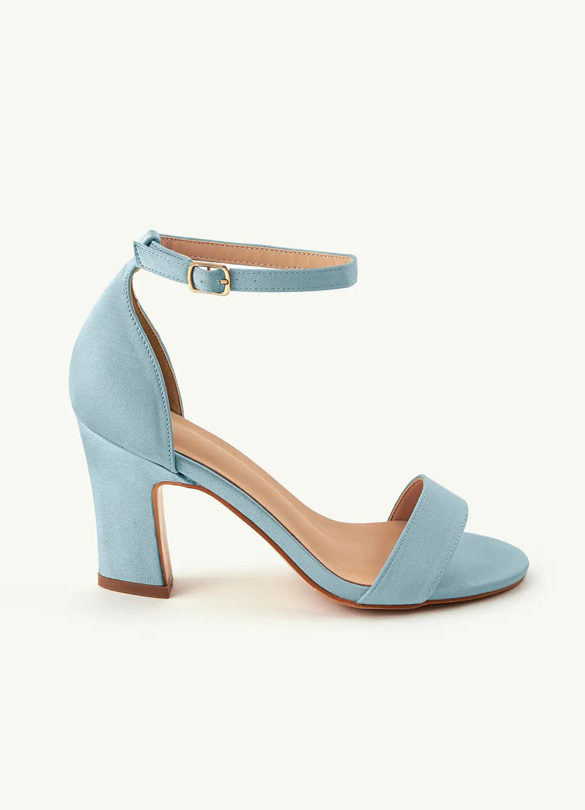 Dames Sandaal Poederblauw | Blokhak | Enkelbandje | Suède