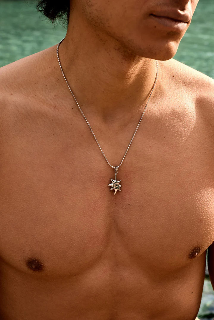 Carlos | Mannen zilveren zon ketting
