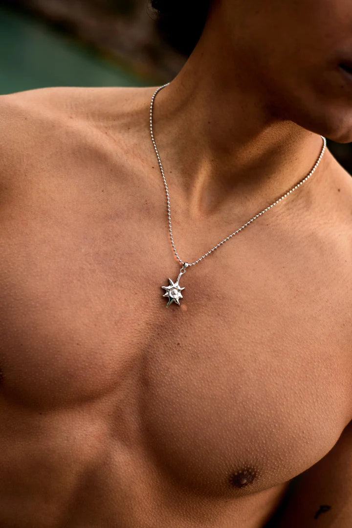 Carlos | Mannen zilveren zon ketting