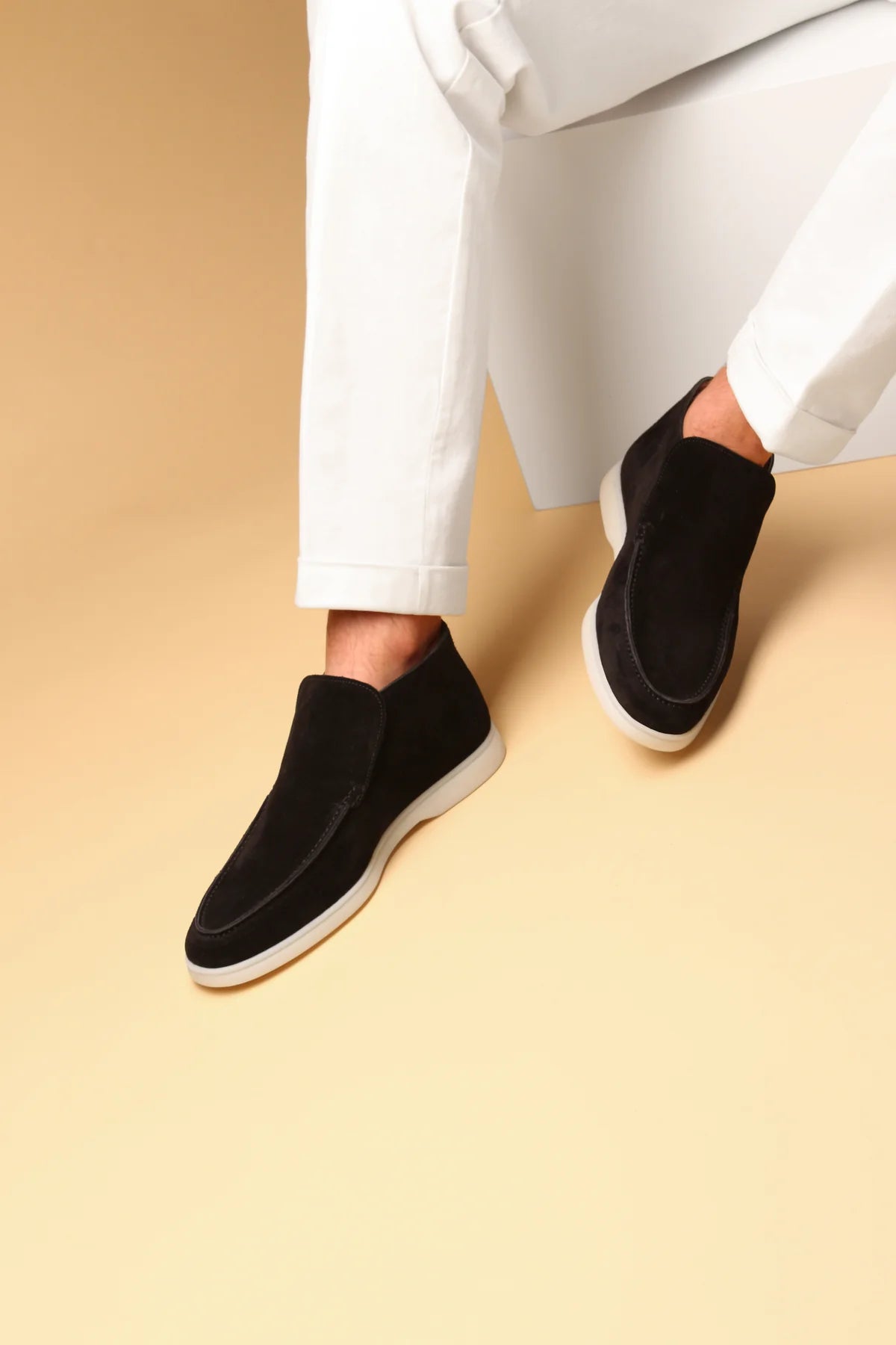 City Loafers Heren Zwart Suède | Luxe Italiaanse Instappers Zonder Veters