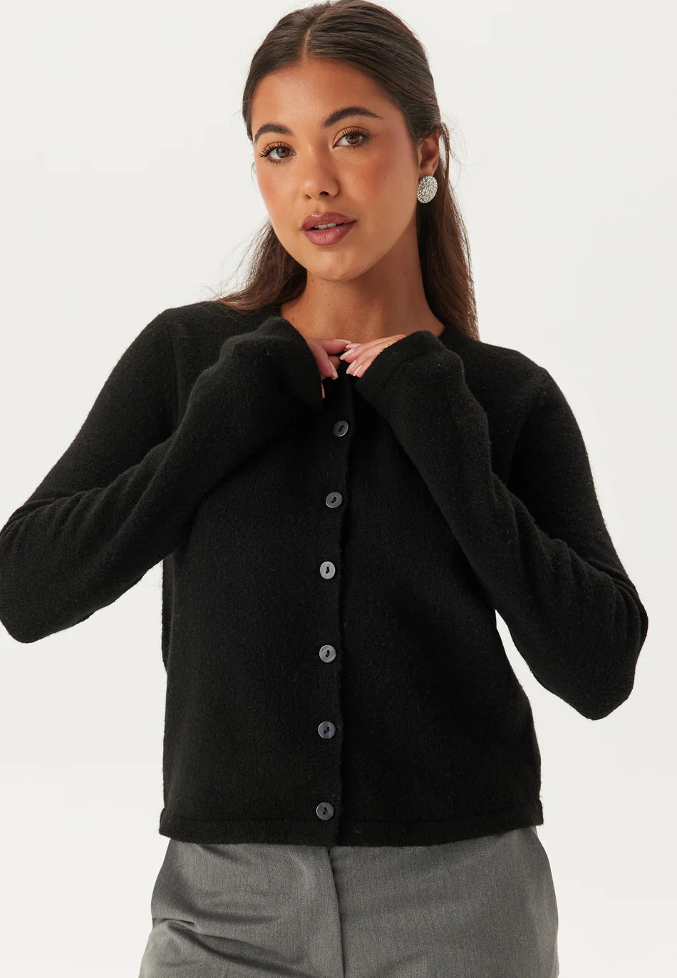 Dames Cardigan | Zachte Gebreide Trui met Knopen | Zwart | Comfortabele Pasvorm