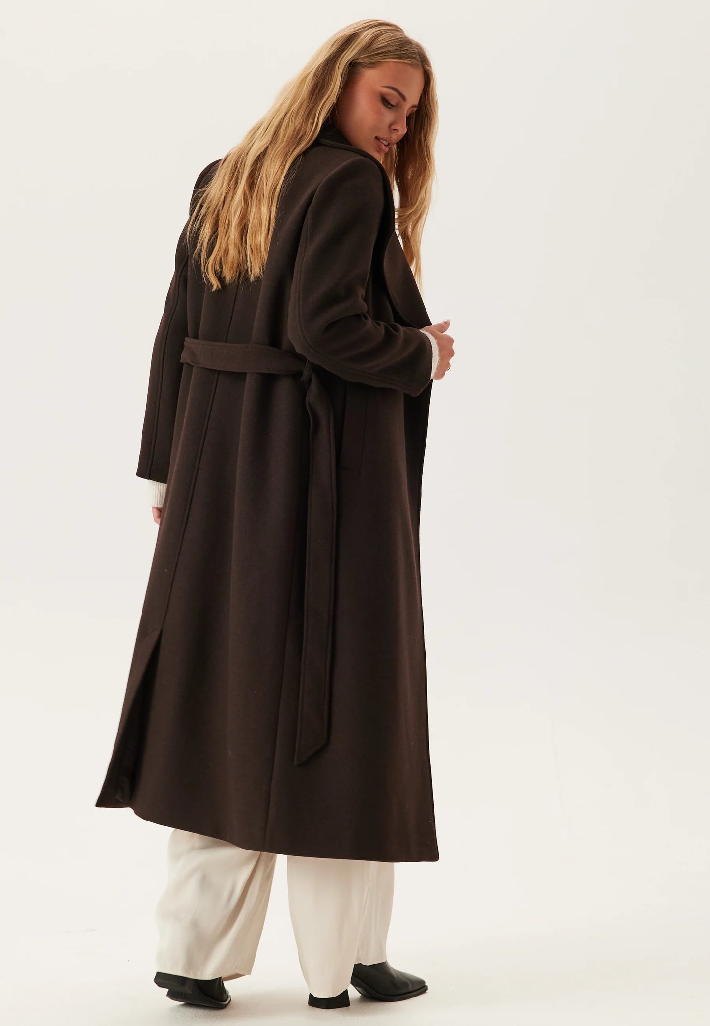 Dames Lange Jas | Donkerbruin | Wolmix | Warme Winterjas