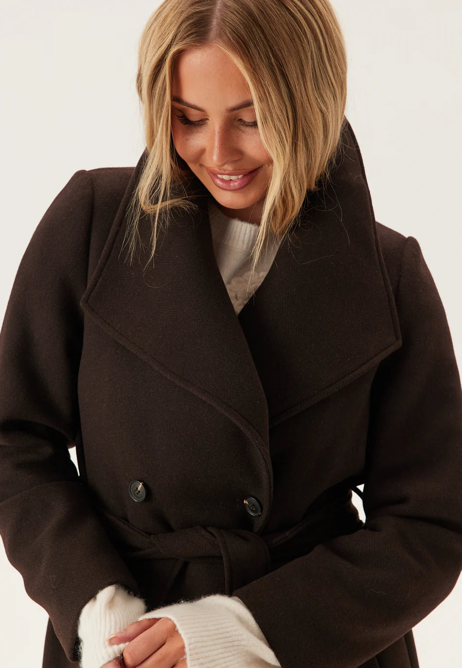 Dames Lange Jas | Donkerbruin | Wolmix | Warme Winterjas