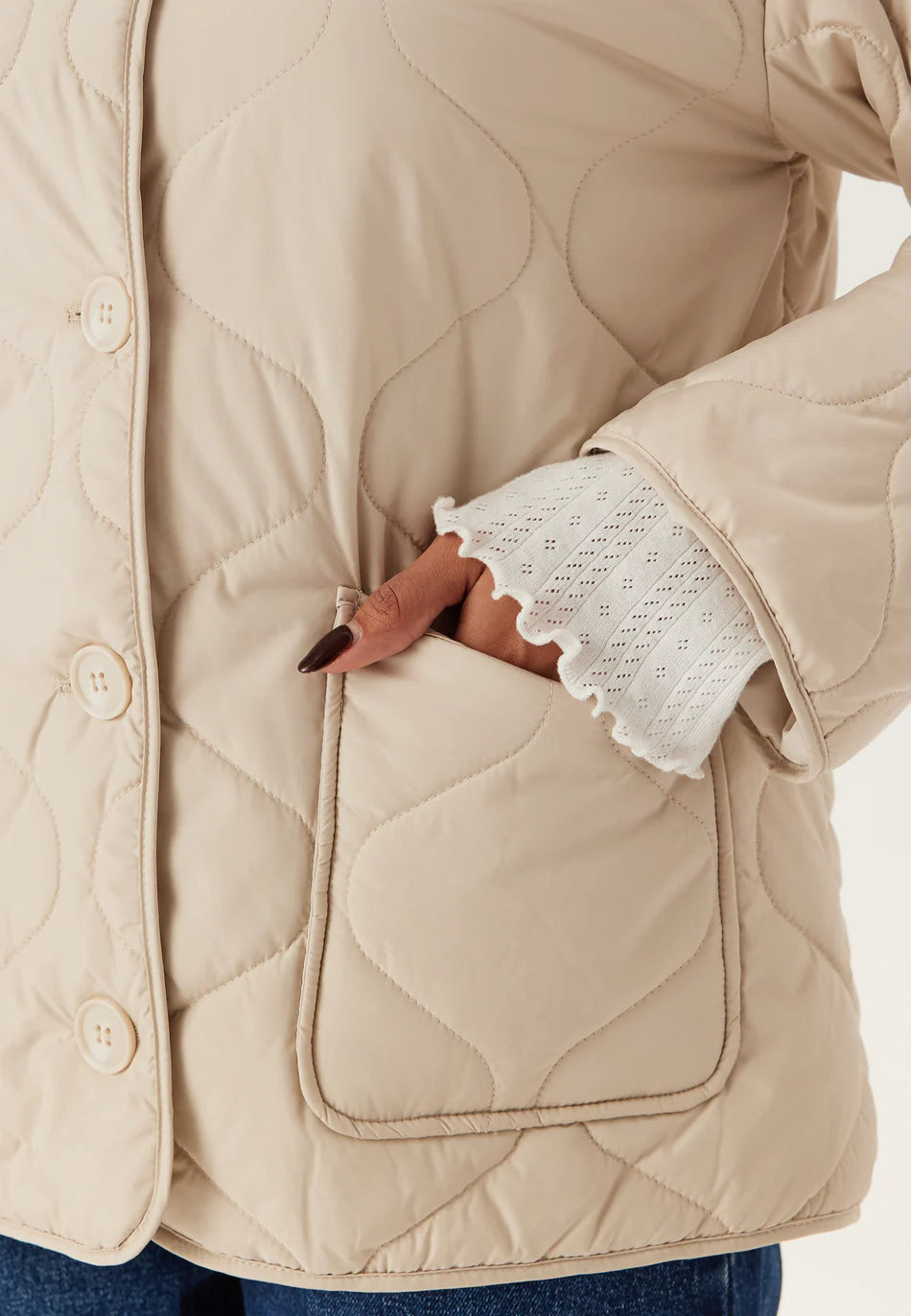 Dames Gewatteerde Jas Beige | Lichtgewicht Quilt Jacket | Winter & Herfst
