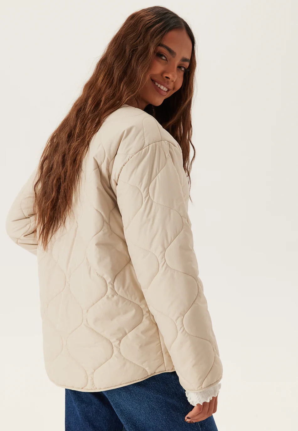 Dames Gewatteerde Jas Beige | Lichtgewicht Quilt Jacket | Winter & Herfst