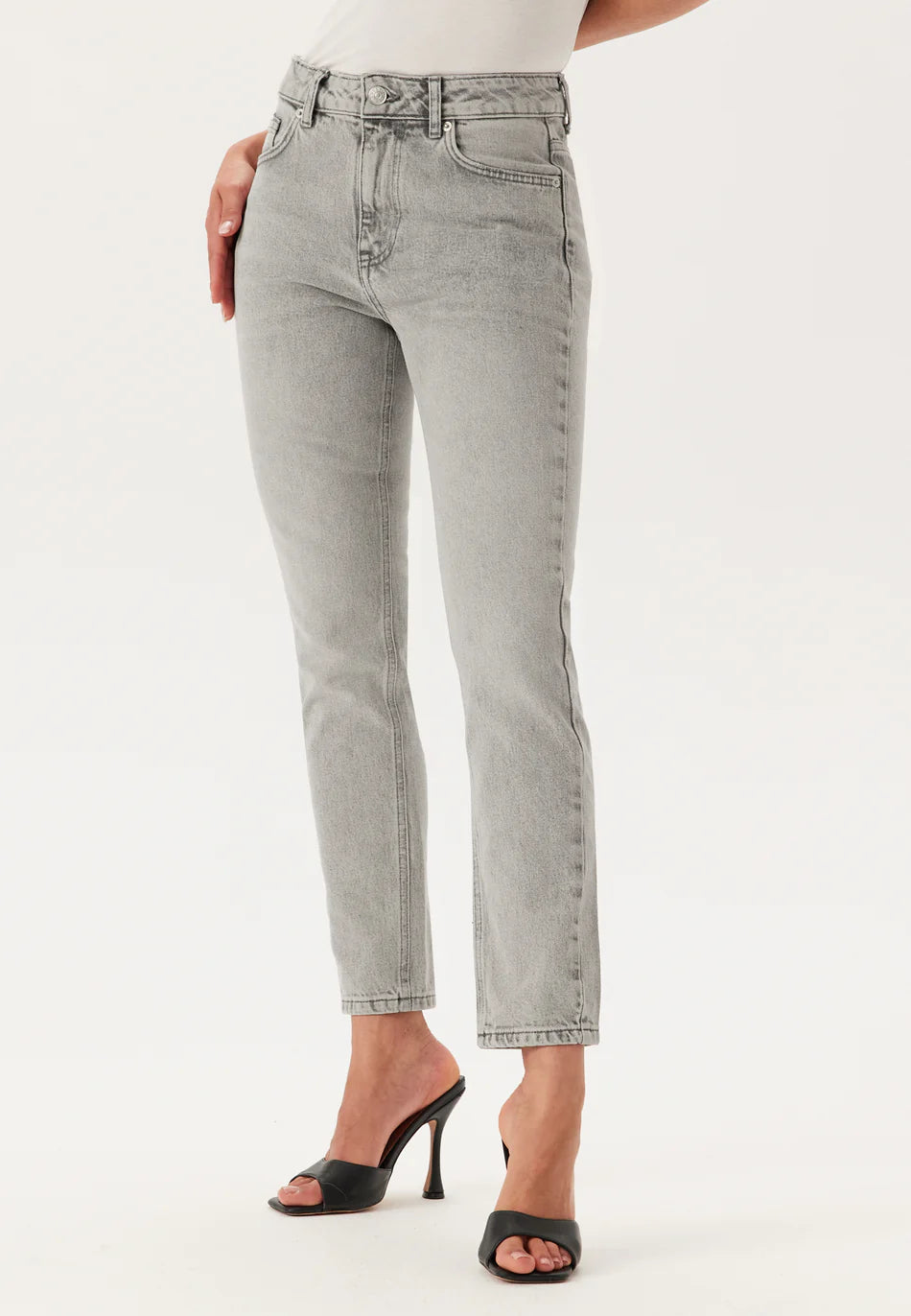 Dames Jeans | Rechte Fit | Hoog Taille | Grijs Denim