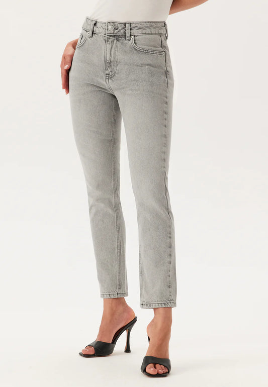 Dames Jeans | Rechte Fit | Hoog Taille | Grijs Denim