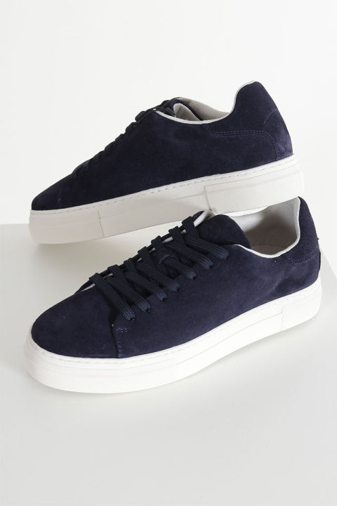 Herensneakers | Donkerblauw Suède | Comfortabele Mode met Witte Zool