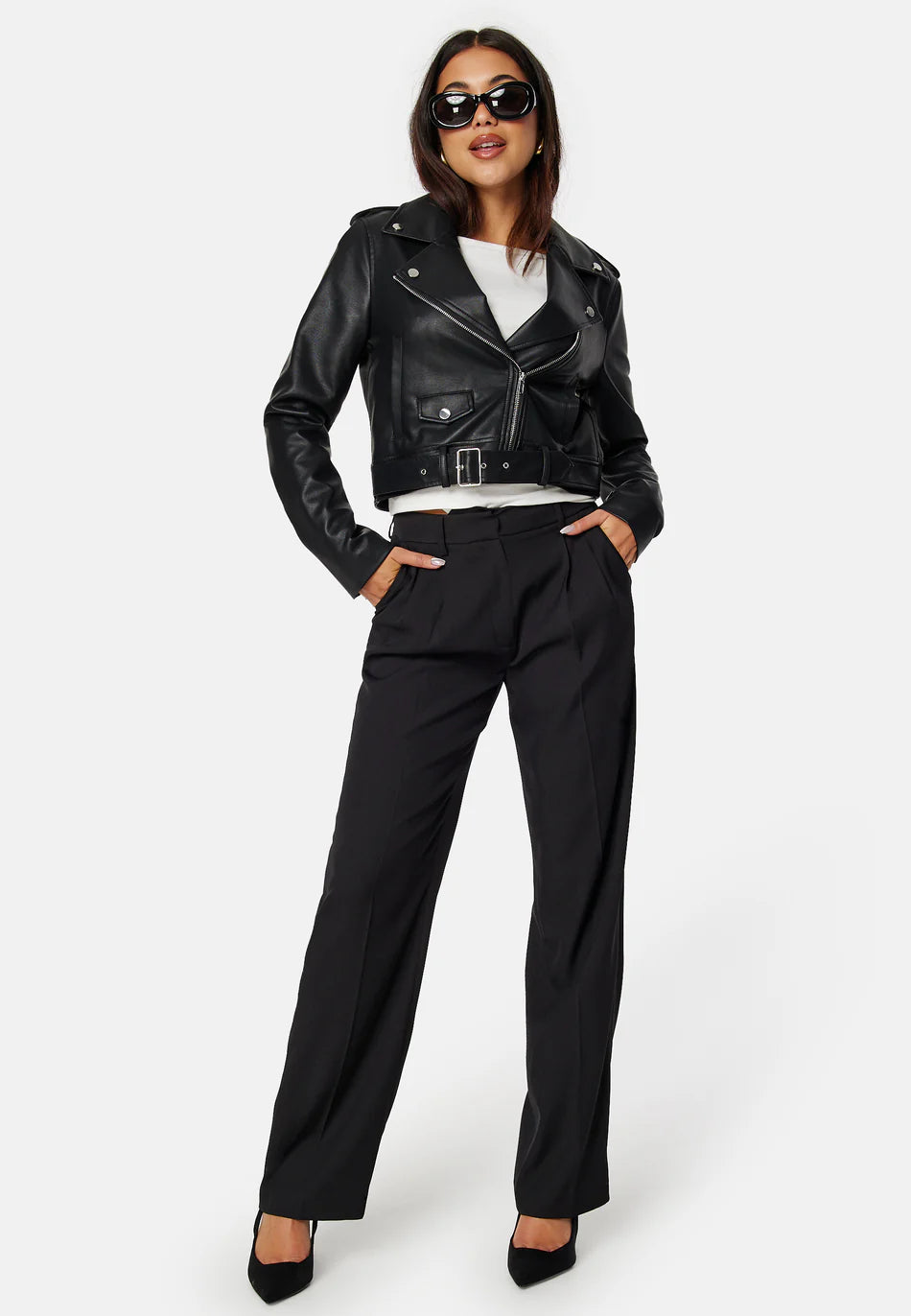 Dames Jas | Zwart | Imitatieleer | Biker Model