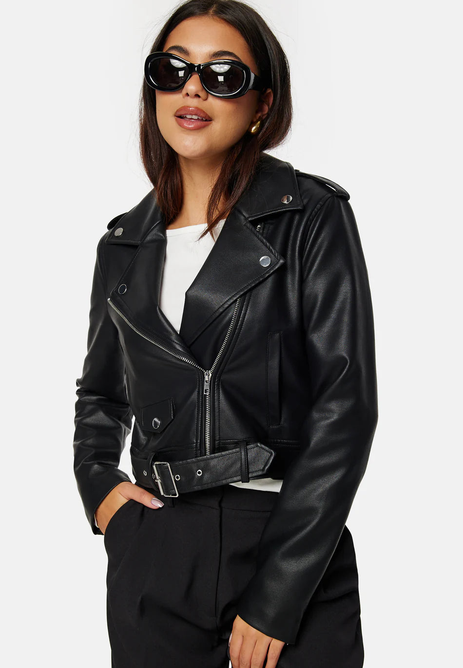 Dames Jas | Zwart | Imitatieleer | Biker Model