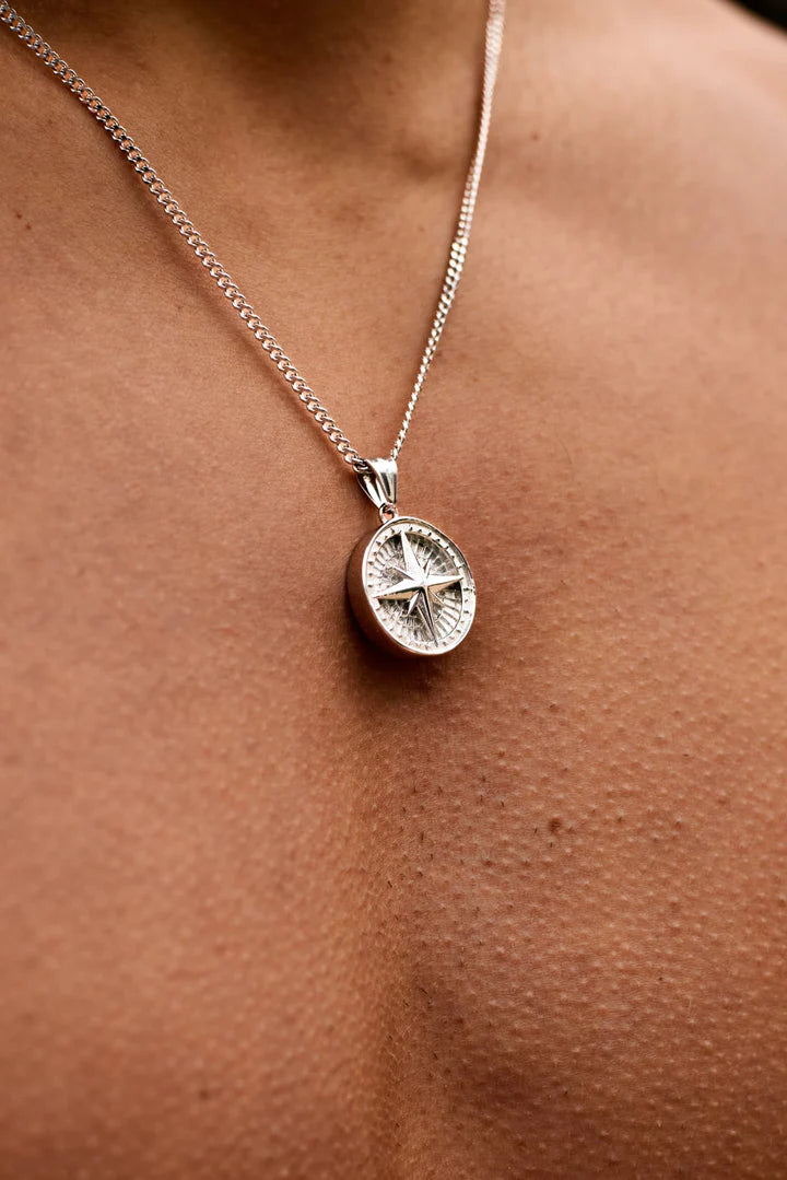 Andrew | Mannen zilveren kompas ketting