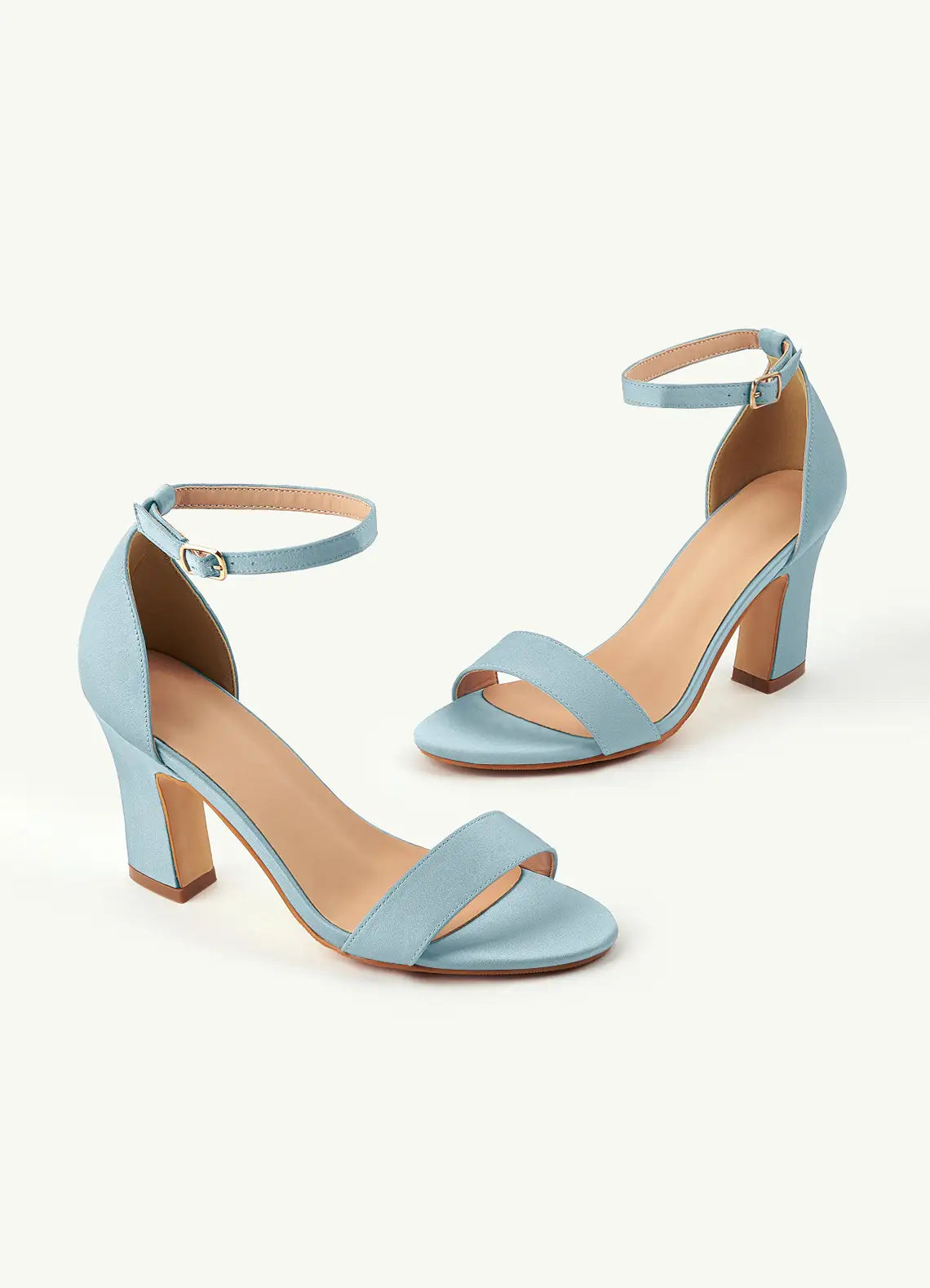Dames Sandaal Poederblauw | Blokhak | Enkelbandje | Suède