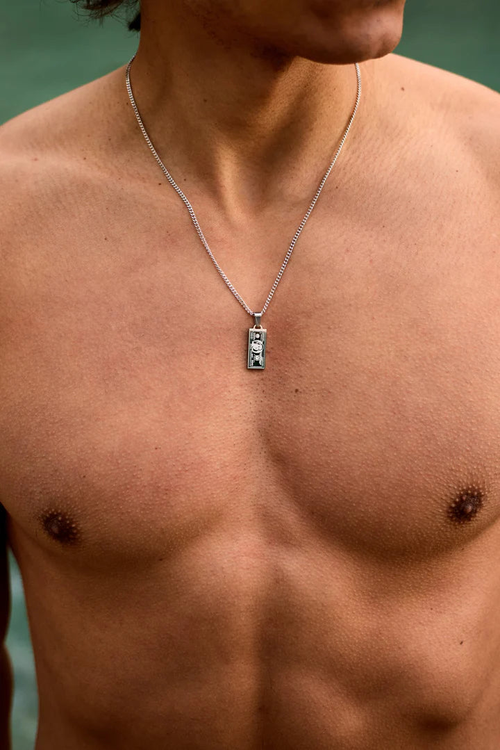 Alex | Mannen ziveren biljet ketting