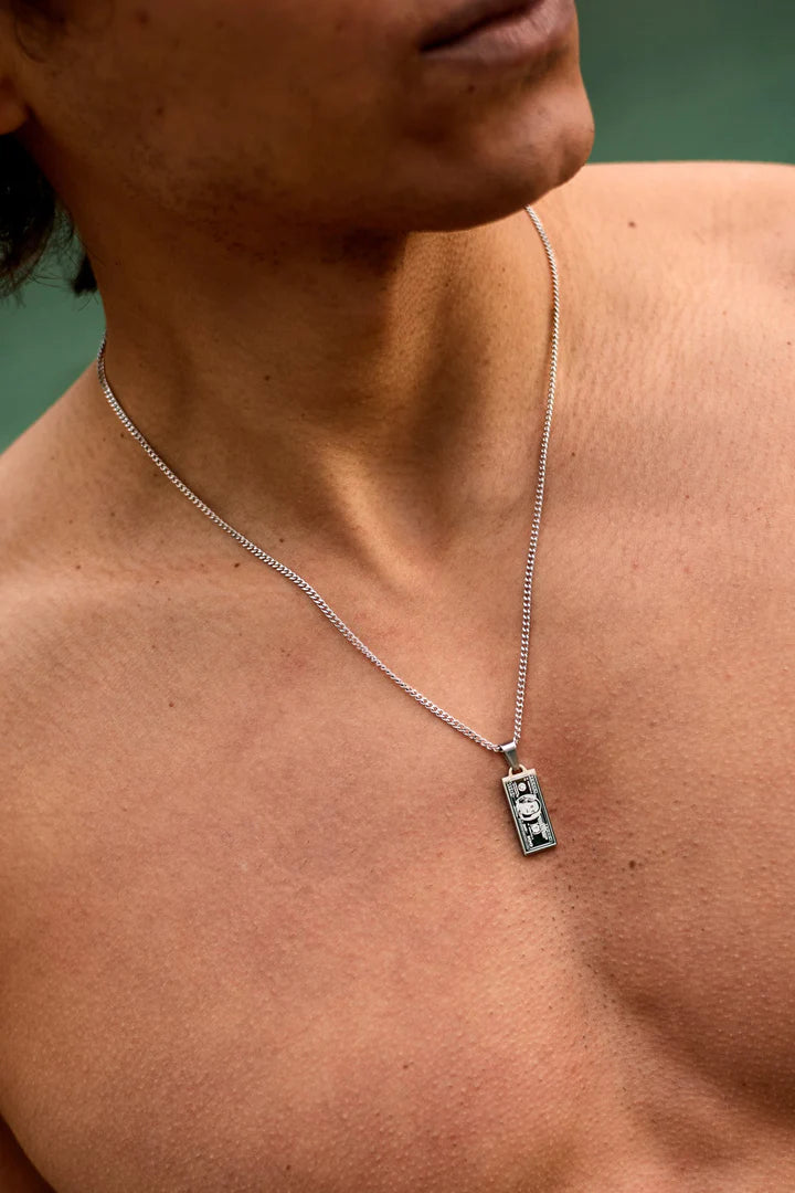Alex | Mannen ziveren biljet ketting