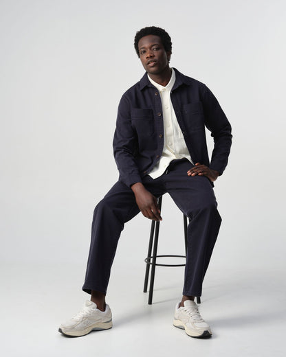 Heren Overshirt Donkerblauw | Katoen Jas met Knopen en Borstzakken
