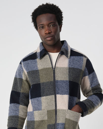 Heren Jas Geruit Blauw Groen | Warme Ruitjas met Rits | Winterjack