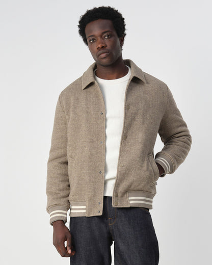 Herfst Jack Heren Beige | Bomberjas van Wolmix met Drukknopen | Casual Jas