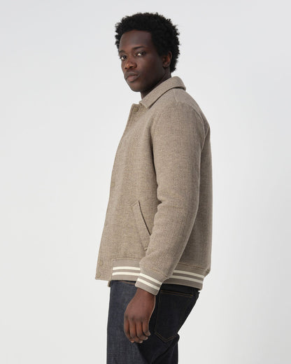 Herfst Jack Heren Beige | Bomberjas van Wolmix met Drukknopen | Casual Jas