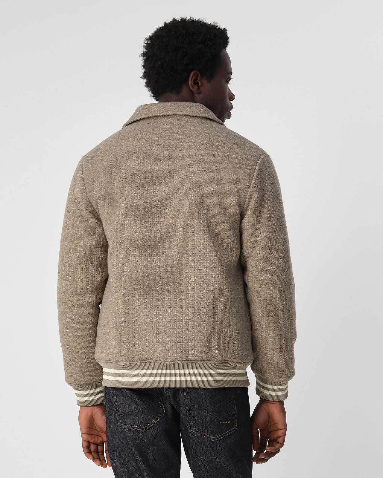 Herfst Jack Heren Beige | Bomberjas van Wolmix met Drukknopen | Casual Jas