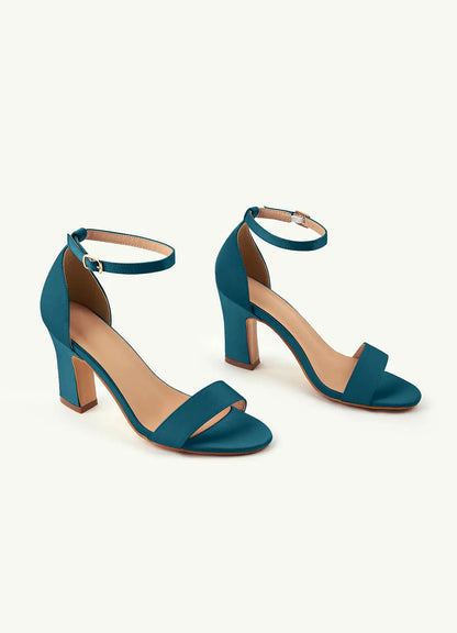 Dames Sandaal Turquoise | Blokhak | Enkelbandje | Suède