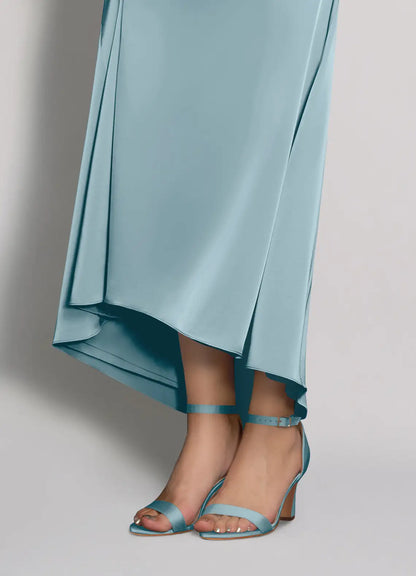 Dames Sandaal Poederblauw | Blokhak | Enkelbandje | Suède