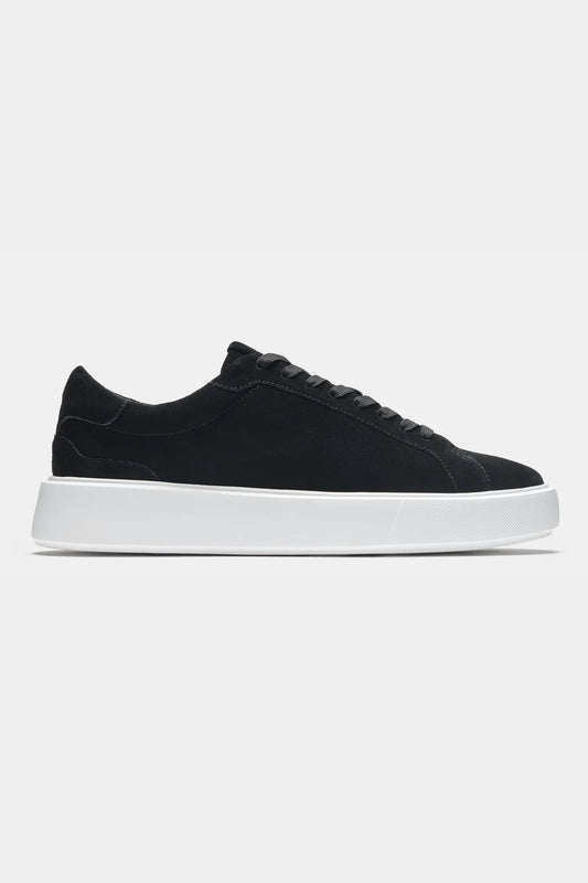 Herensneakers | Zwart Suède | Minimalistische Luxe met Witte Zool
