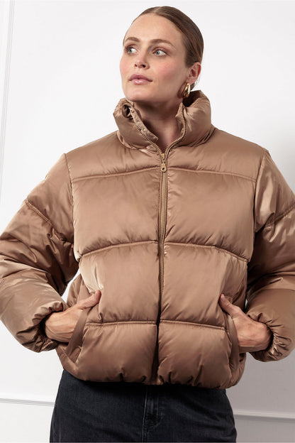 Dames Puffer Jas Kort | Bruin | Warme Winterjas