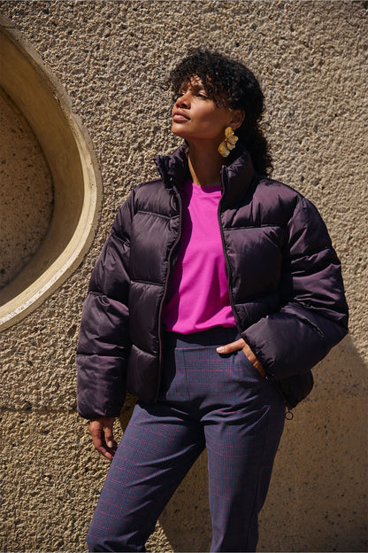 Dames Puffer Jas Kort | Bordeaux | Warme Winterjas