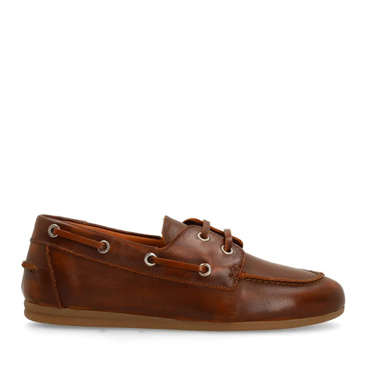 Dames Bootschoenen Leer | Cognac Bruin | Klassieke Instappers met Veters