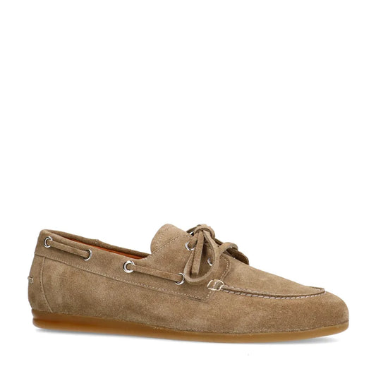 Dames Bootschoenen | Beige Suède | Klassieke Instappers met Veters