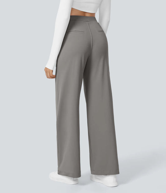Vrouwen Wijde Pantalon Grijs | Hoge Taille | Rechte Pijpen | Elegant & Comfortabel