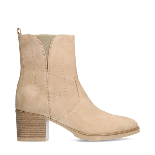 Dames Enkellaars Beige | Blokhak | Comfortabel