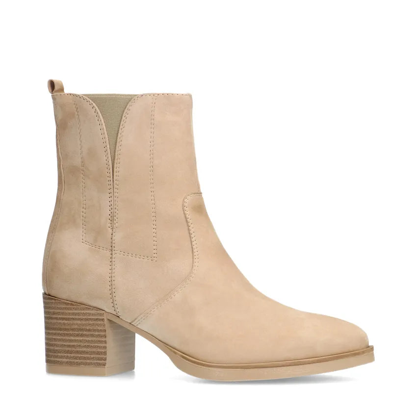 Dames Enkellaars Beige | Blokhak | Comfortabel