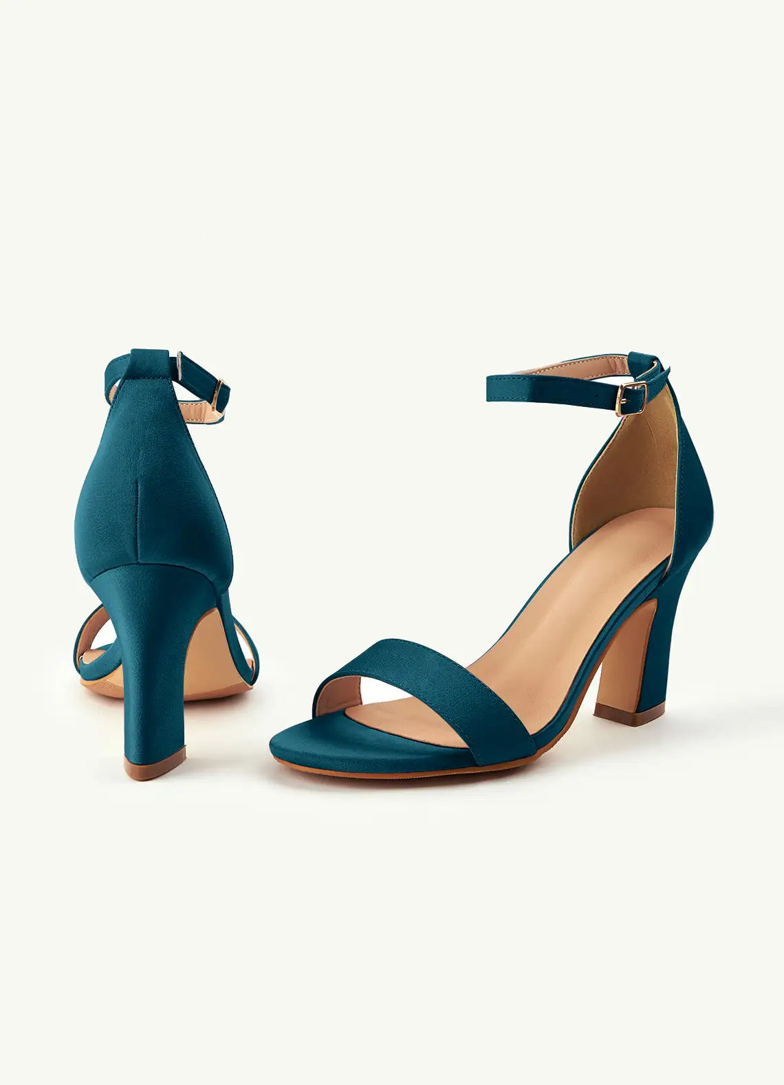 Dames Sandaal Turquoise | Blokhak | Enkelbandje | Suède