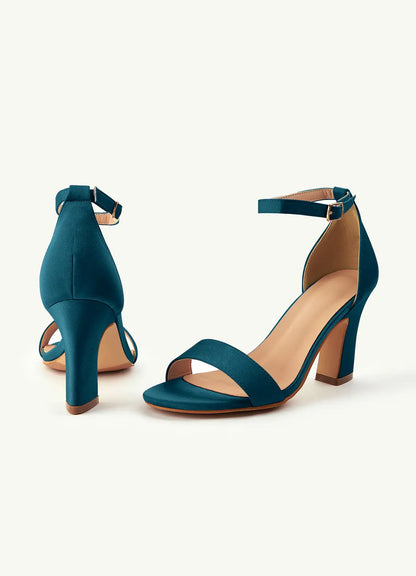 Dames Sandaal Turquoise | Blokhak | Enkelbandje | Suède
