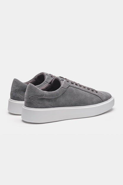 Herensneakers | Grijs Suède | Minimalistische Luxe met Witte Zool
