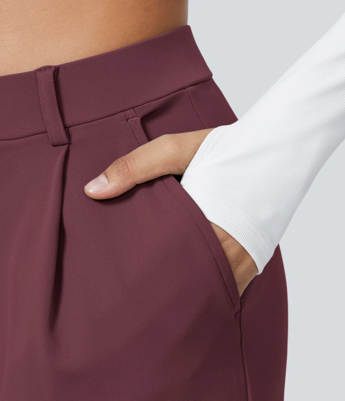 Dames Wide Leg Pantalon | Bordeaux | Hoge Taille & Luxe Pasvorm