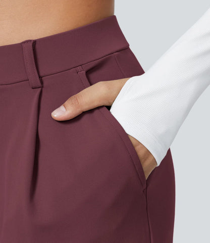 Dames Wide Leg Pantalon | Bordeaux | Hoge Taille & Luxe Pasvorm