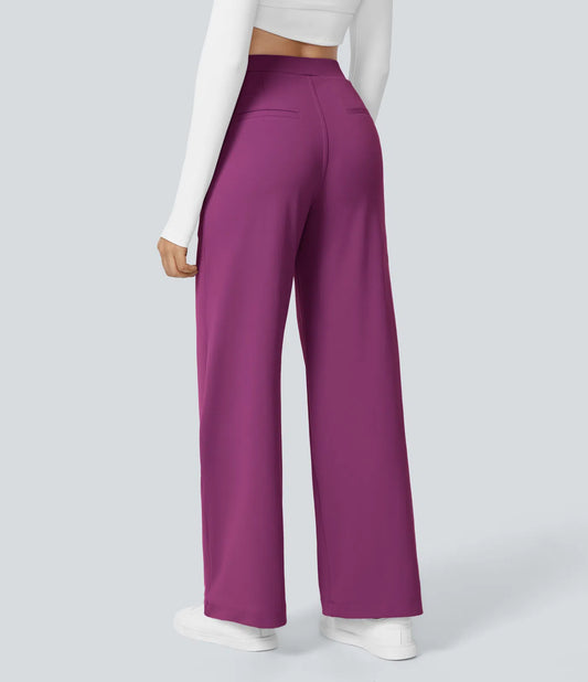 Vrouwen Wijde Pantalon Paars | Hoge Taille | Rechte Pijpen | Chic & Comfortabel