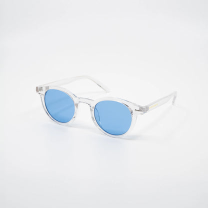 Ocean | Zonnebril met blauwe glazen | Transparant blauw montuur