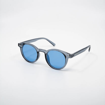 Storm | Zonnebril met blauwe glazen | Transparant grijs montuur