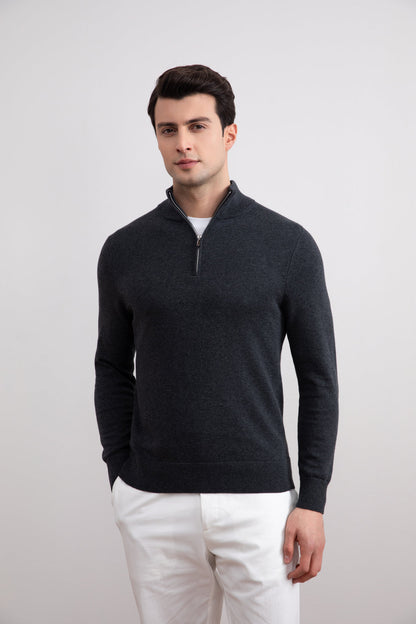 Charcoal Sweater with Half Zip