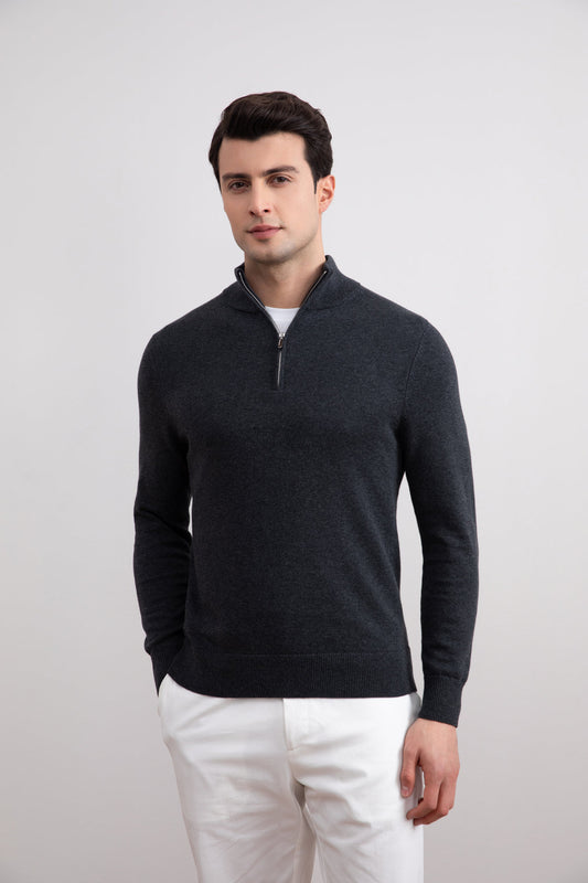 Charcoal Sweater with Half Zip