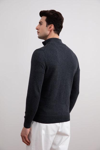 Charcoal Sweater with Half Zip