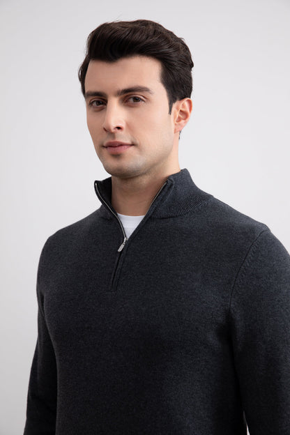 Charcoal Sweater with Half Zip