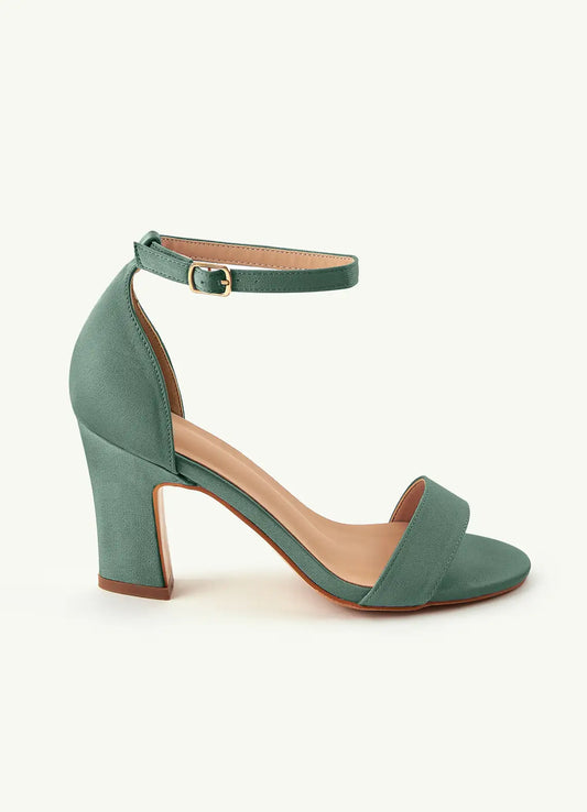 Dames Sandaal Eucalyptus | Blokhak | Enkelbandje