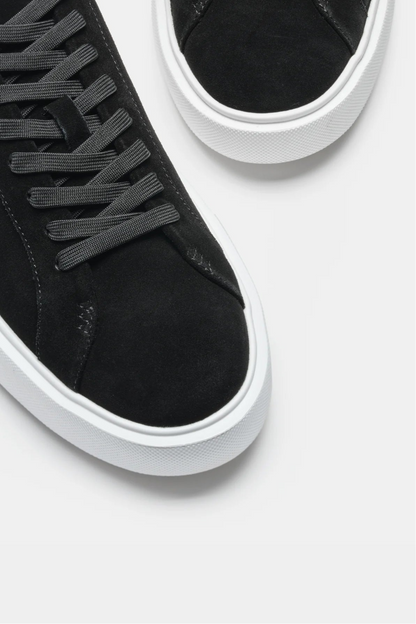 Herensneakers | Zwart Suède | Minimalistische Luxe met Witte Zool